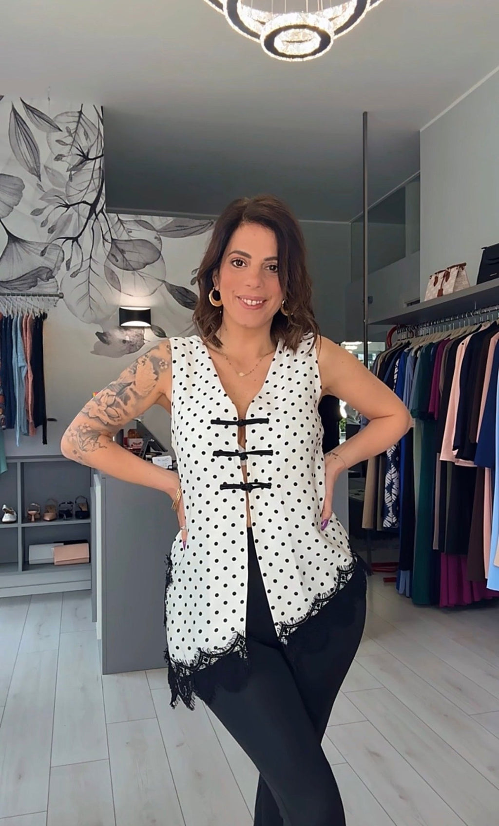 Gilet Pois & Pizzo - Dame Ly